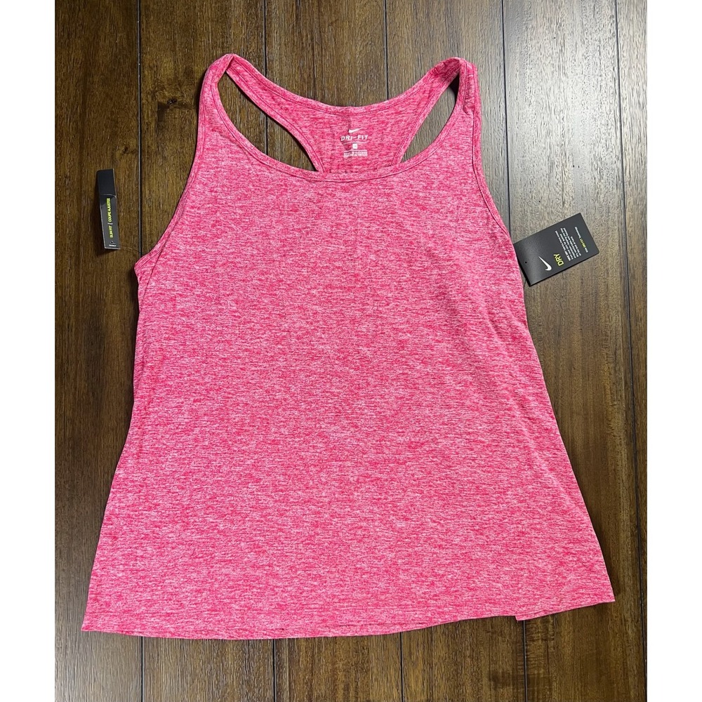 Nike Dri-FIT Racerback Tank Top Pink Heather Slim Fit Mesh Panels 1X NEW